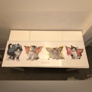 White framed angel kitten poster